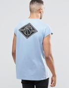 Asos Oversized T-shirt With Basketball Back Print - Washed Skylight