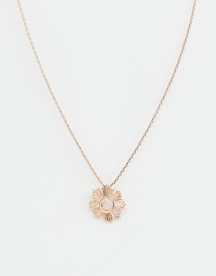 Nylon Flower Pendant Necklace - Gold