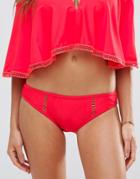Rare London Ladder Trim Coral Bikini Bottoms - Orange