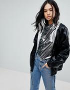 Blank Nyc Reversible Rain Jacket With Silver Lining - Black