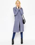Asos Wool Blend Coat With Zip Front - Denim Blue