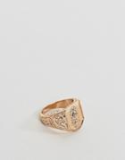 Chained & Able Gold Guadalupe Detail Signet Ring - Gold
