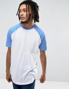Asos Longline T-shirt With Contrast Raglan - White