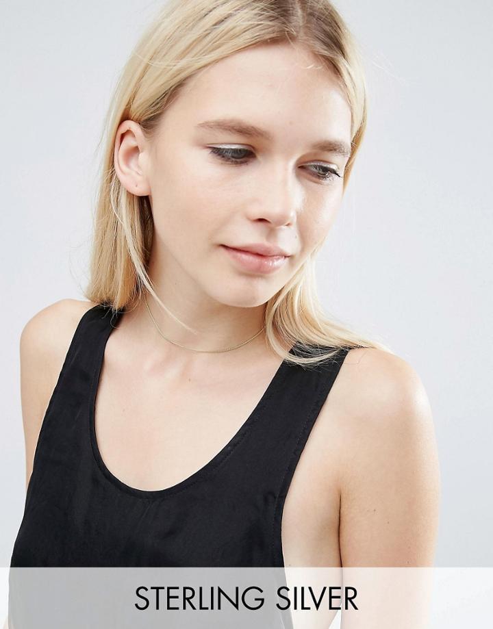 Asos Gold Plated Sterling Fine Chain Choker Necklace - Gold