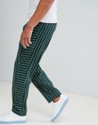 Asos Design Skater Pants With Contrast Stripe Panel - Navy