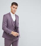 Noak Skinny Suit Jacket With Sqaure Hem - Purple