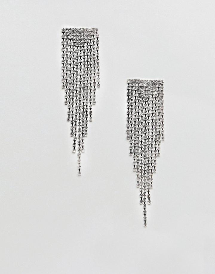 Asos Design Earrings With Crystal Drop Design In Silver - Gold