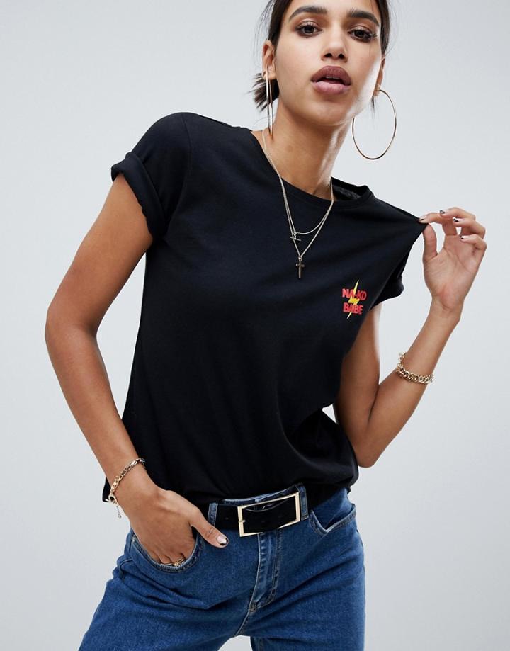 Na-kd Lightning Bolt Logo Tee In Black - Black