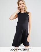 Asos Maternity Shift Dress With Scallop Detail - Black