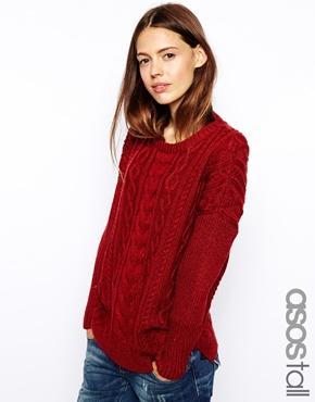 Asos Tall Aran Sweater - Burnt Red