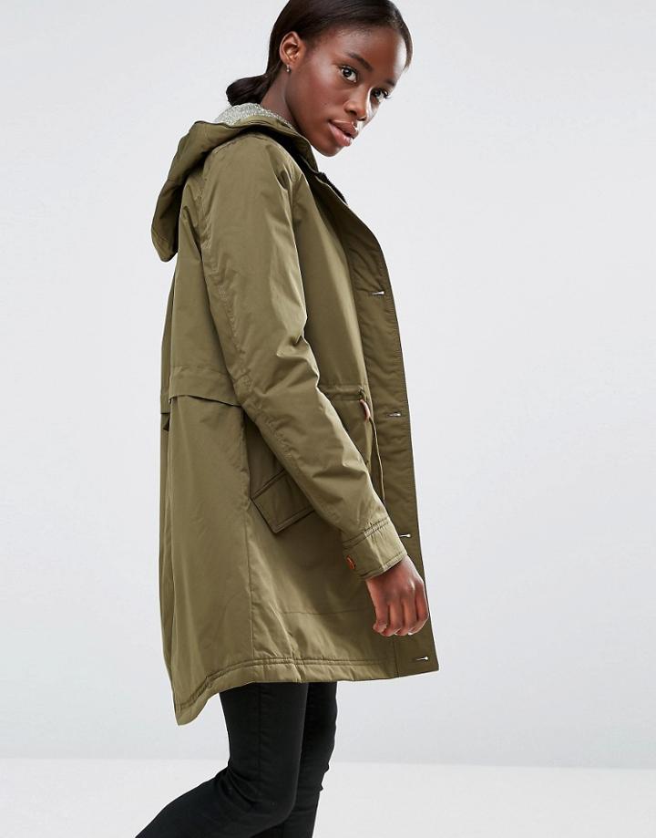 Parka London Maddy Water Resistant Parka With Printed Lining - Green
