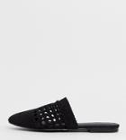 Asos Design Wide Fit Motto Woven Mules In Black