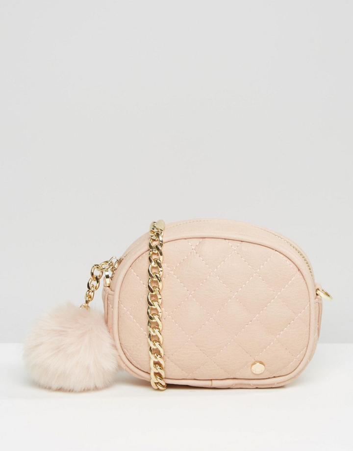 Dune Quilted Micro Bag With Pom In Blush - Pink