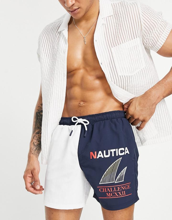Nautica Archive Cranbrook Swim Shorts In Navy/white