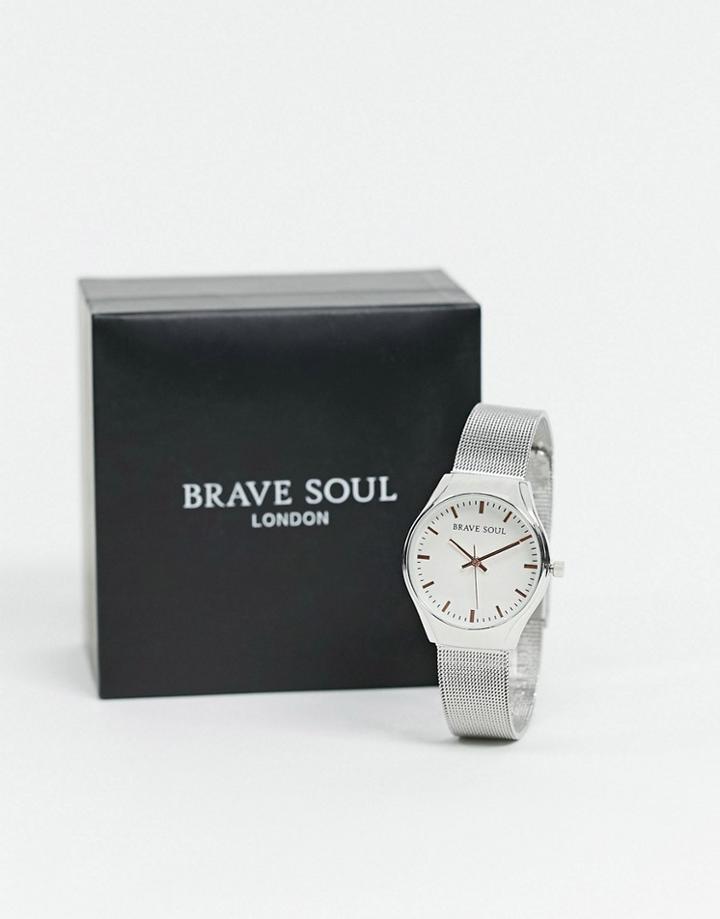 Brave Soul Mesh Watch In Silver