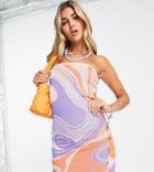 Collusion Knit Bandeau Dress With Cut-out Jacquard Print-multi