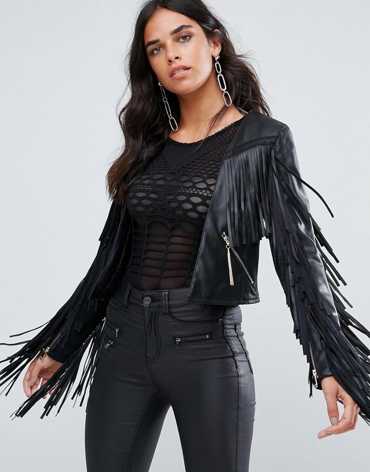 Forever Unique Feather Textured Jacket - Black