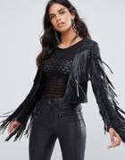 Forever Unique Feather Textured Jacket - Black
