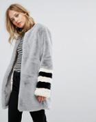 Suncoo Faux Fur Coat - Gray