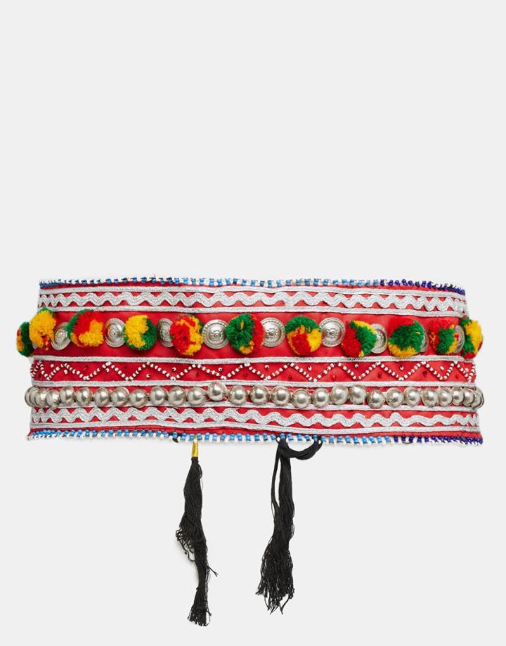 Reclaimed Vintage Pom Pom Body Belt - Multi