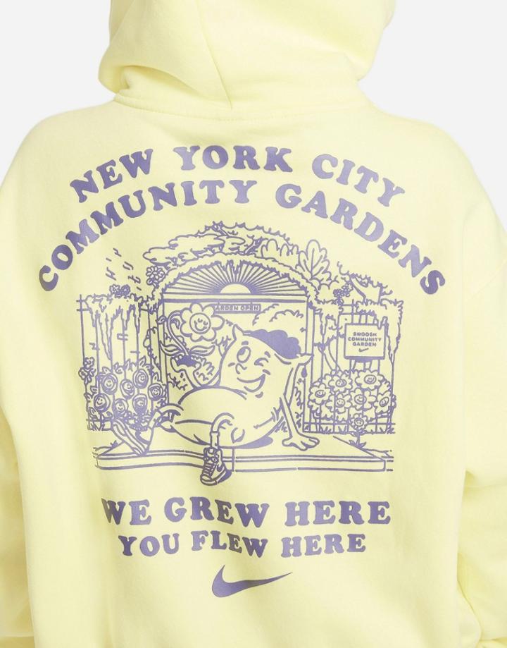 Nike Nyc Tourist Pack Oversized Back Print Graphic Hoodie In Yellow