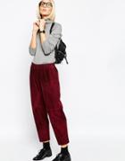 Asos White Pants In Suede - Burgundy