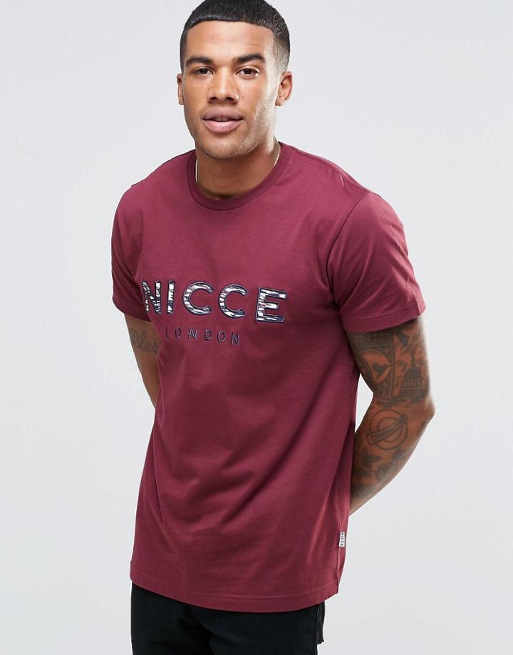 Nicce London T-shirt With Embroidered Logo - Red