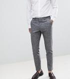 Heart & Dagger Slim Suit Pants In Linen Texture - Black