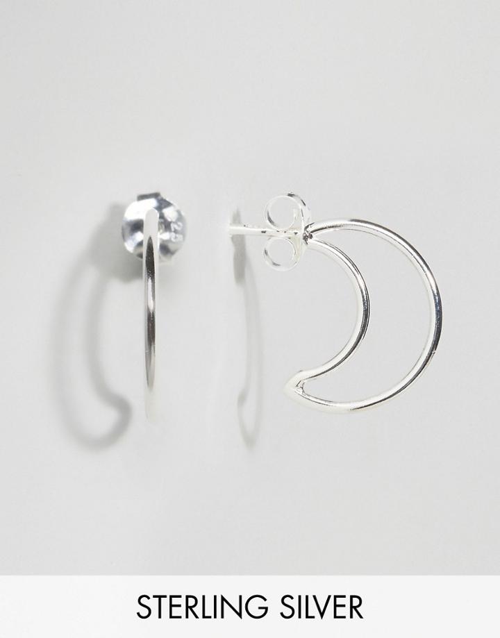 Asos Sterling Silver Moon Hoops - Silver