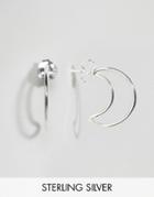 Asos Sterling Silver Moon Hoops - Silver