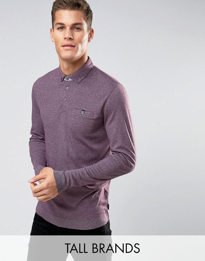 Ted Baker Tall Long Sleeve Polo - Purple