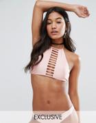 South Beach Mix & Match Ladder Halter Bikini Top - Pink