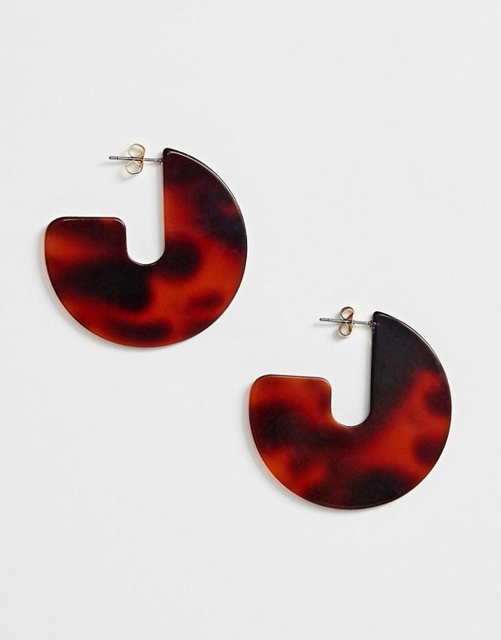Nylon Resin Tort Earrings - Brown