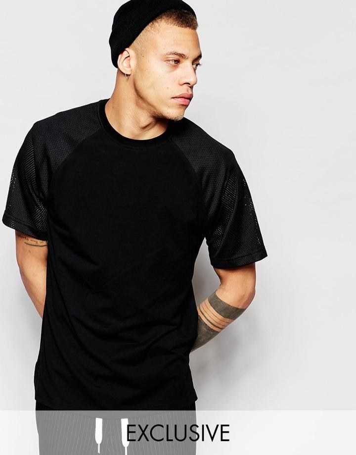 Black Eye Collective T-shirt With Raglan Mesh Sleeve - Black