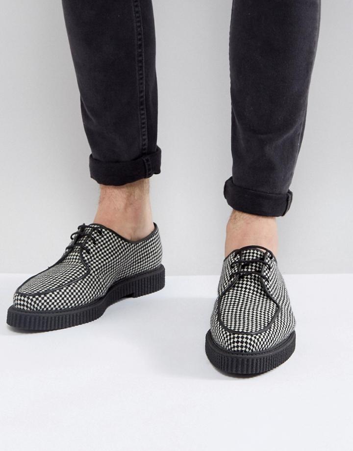 Asos Lace Up Creeper Shoes In Checkerboard Textile-multi