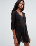 First & I Crochet Detail Dress - Black