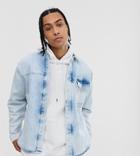 Collusion Oversized Denim Shirt In Vintage Bleach Wash-blue