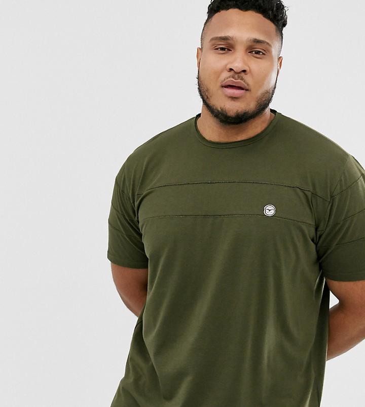 Le Breve Plus Cut And Sew Longline Curved Hem T-shirt - Green