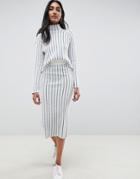 Asos Design Two-piece Deep Rib Midi Skirt In Knit - White