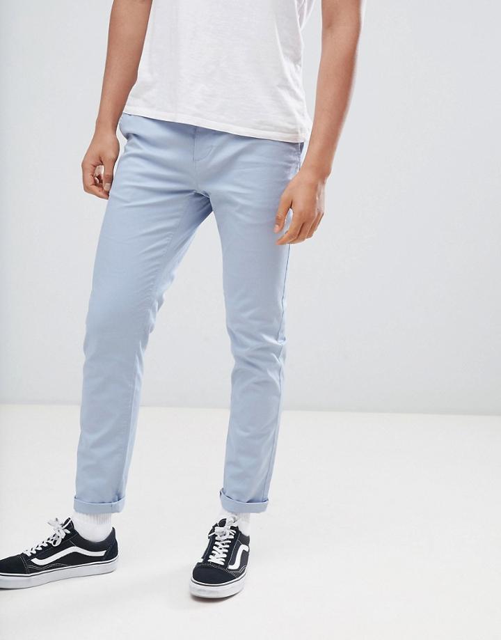 Asos Design Slim Chinos In Dusky Blue - Blue