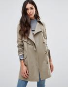 Cooper & Stollbrand Asymmetric Trench Coat In Stone - Beige