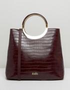 Faith Moc Croc Tote Bag With Circle Handle - Red