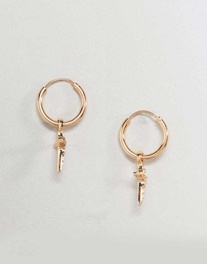 Chained & Able Gold Cross Earrings - Gold
