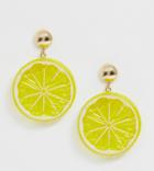 Monki Lemon Drop Earrings In Yellow - Yellow