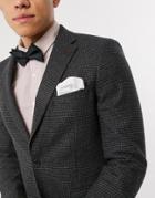 Asos Design Wedding Black Satin Bow Tie And White Pocket Square Pack