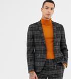 Heart & Dagger Skinny Suit Jacket In Textured Check - Black