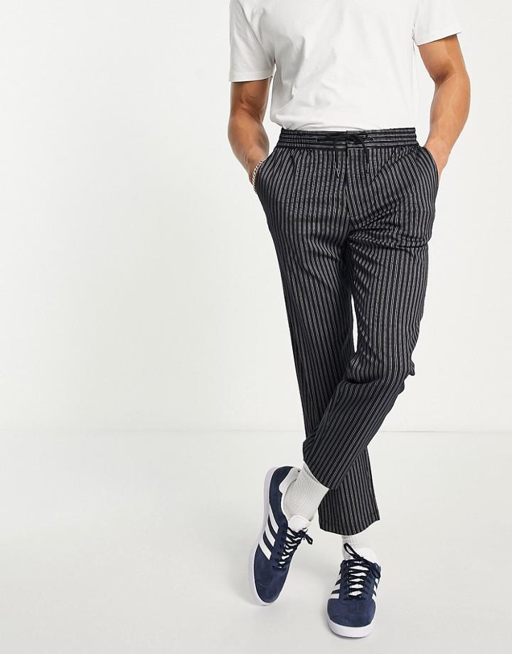 Topman Smart Joggers In Navy Pinstripe