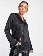 Extro & Vert Satin Shirt In Black - Part Of A Set