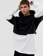 Asos Design Oversized Hoodie With Double Layer Sleeve And Hem In Black - Black