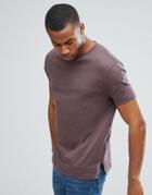 Asos Design T-shirt With Side Splits In Purple - Purple